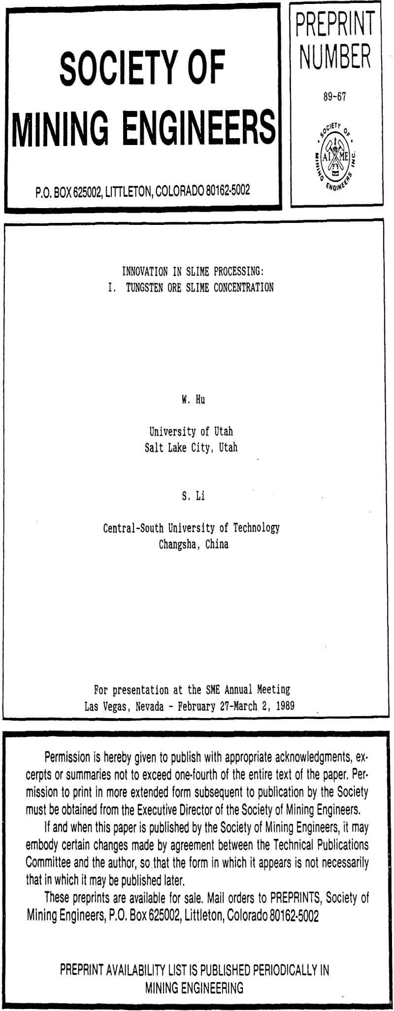 innovation in slime processing i tungsten ore slime concentration