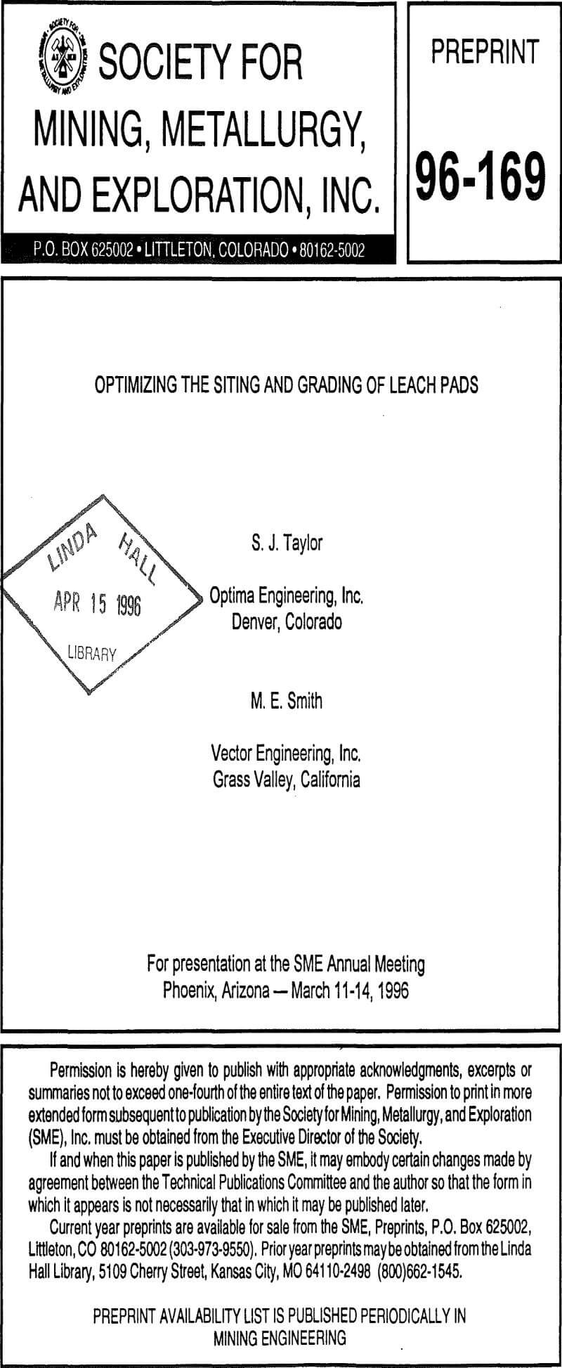 optimizing the siting and grading of leach pads