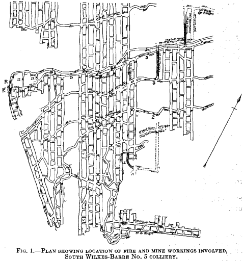 plan showing location of fire and mine