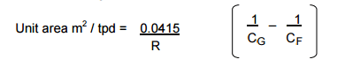 thickener sizing formula